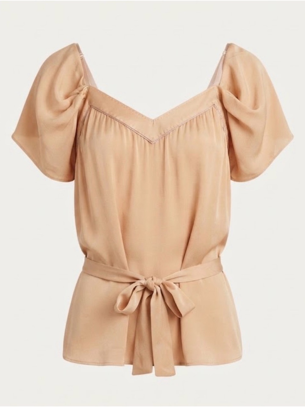 Stella McCartney for H&M Nude Silk Drapey Tie-Waist Blouse Size 12